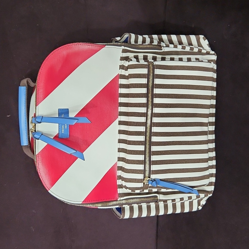 Brand new never used Henri Bendel Signature Stripe Canvas Backpack